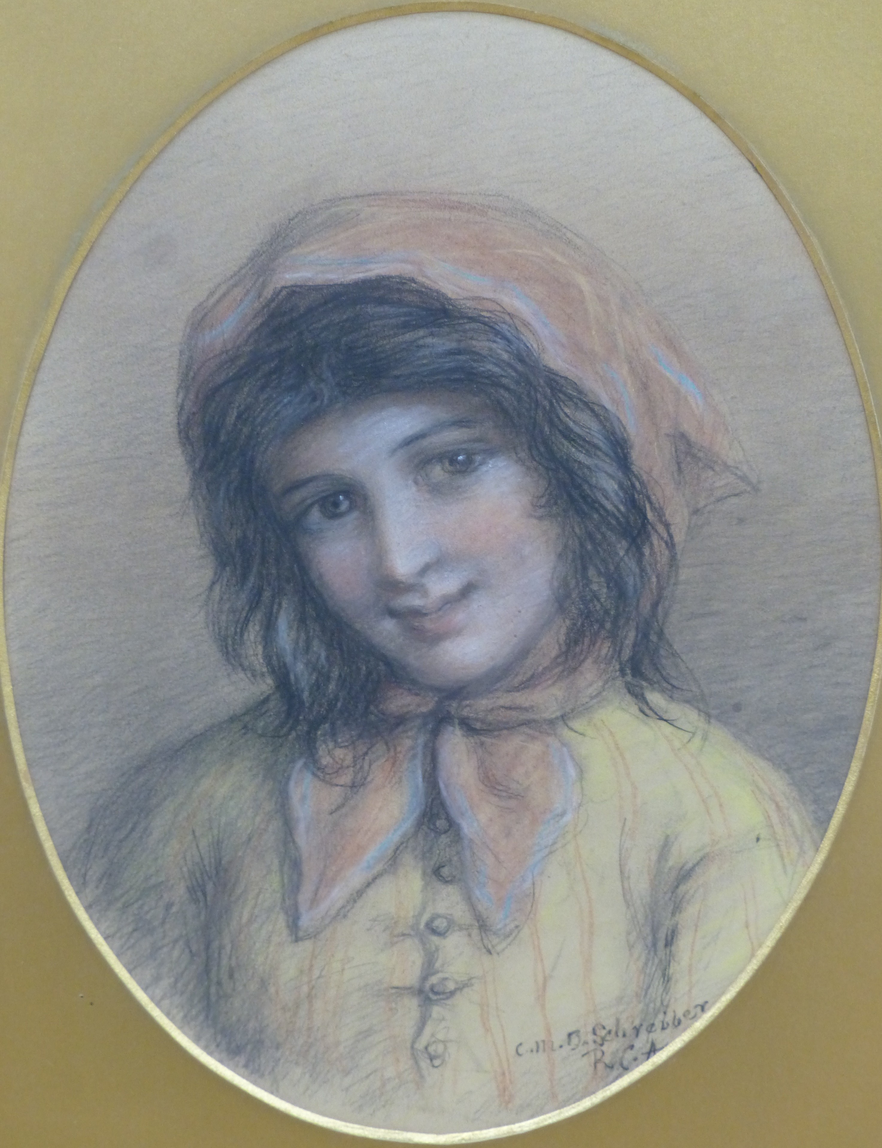 Charlotte Mount Brock Schreiber, R.C.A, (1834-1922), pastel, Portrait of a young woman, 22 x 29cm, unframed